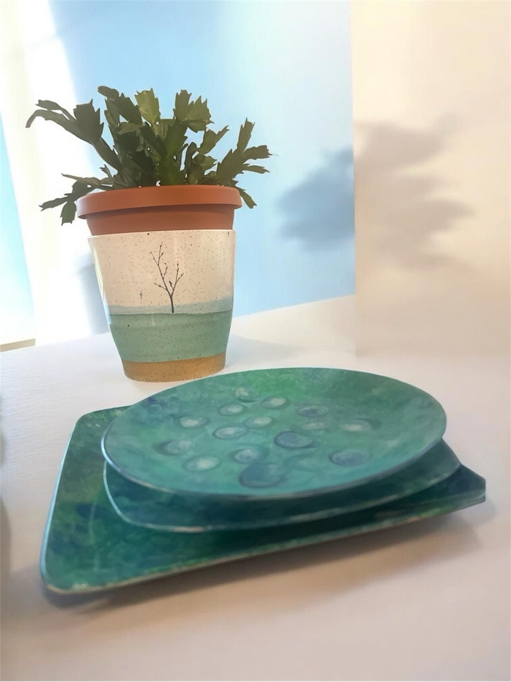 Sea Glass Collection – 3 Hand-Painted Plates | Coastal Decor Set